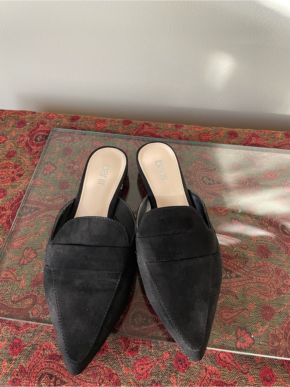 Bar III Black Pointed-Toe Suede Mules